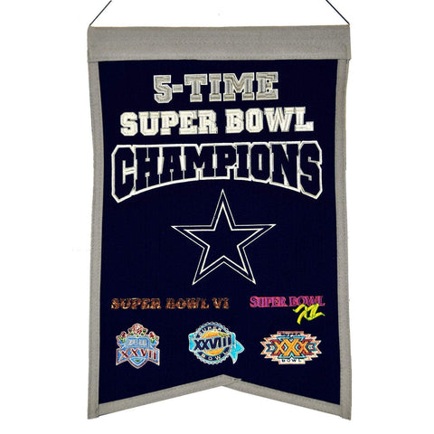Shop Dallas Cowboys NFL 5-Time Super Bowl Champions Wool Banner (14" x 22") - Sporting Up