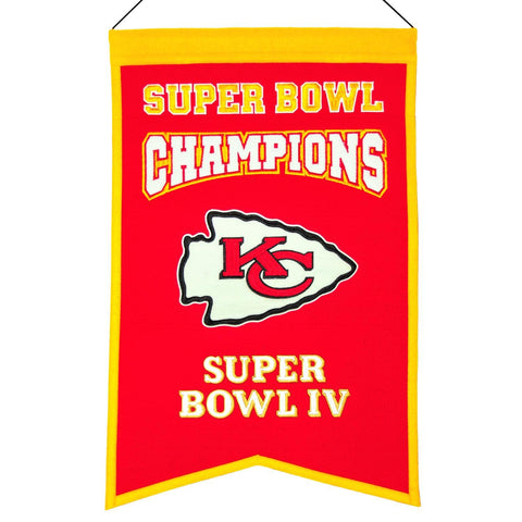Shop Kansas City Chiefs NFL Super Bowl Champions Wool Banner (14" x 22") - Sporting Up