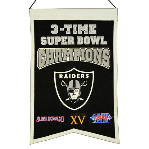 Shop Oakland Raiders NFL 3-Time Super Bowl Champions Wool Banner (14" x 22") - Sporting Up