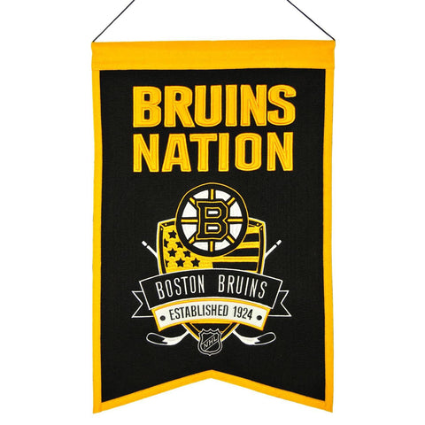 Shop Boston Bruins Winning Streak Black "Bruins Nation" Wool Banner (14"x22") - Sporting Up