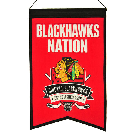 Shop Chicago Blackhawks Winning Streak Red "Blackhawks Nation" Wool Banner (14"x22") - Sporting Up