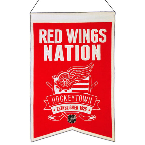 Shop Detroit Red Wings Winning Streak Red "Red Wings Nation" Wool Banner (14"x22") - Sporting Up