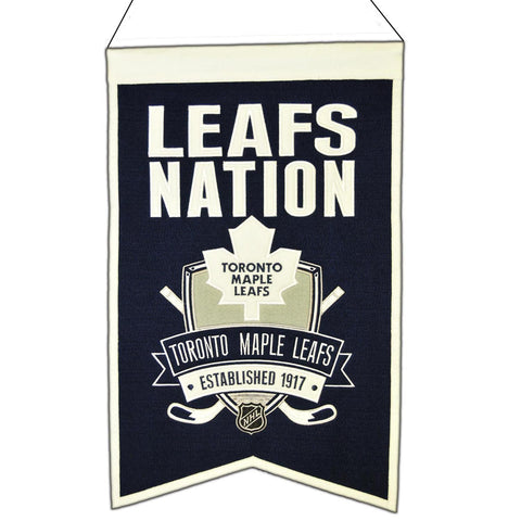 Shop Toronto Maple Leafs Winning Streak Navy "Leafs Nation" Wool Banner (14"x22") - Sporting Up