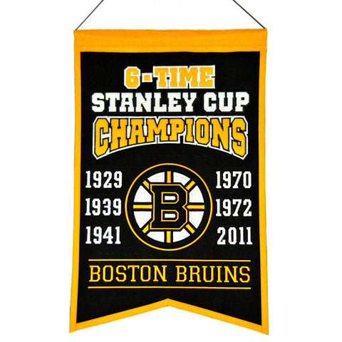 Shop Boston Bruins NHL 6-Time Stanley Cup Champions Wool Banner (14" x 22") - Sporting Up