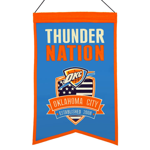 Shop Oklahoma City Thunder Winning Streak Blue "Thunder Nation" Wool Banner (14"x22") - Sporting Up