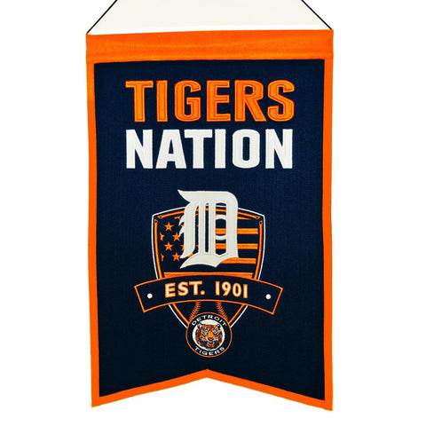 Shop Detroit Tigers Winning Streak Navy "Tigers Nation" Wool Banner (14"x22") - Sporting Up
