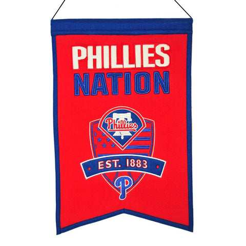 Shop Philadelphia Phillies Winning Streak Red "Phillies Nation" Wool Banner (14"x22") - Sporting Up