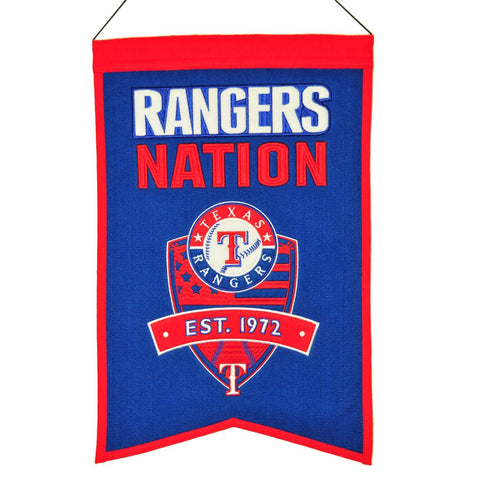 Shop Texas Rangers Winning Streak Blue "Rangers Nation" Wool Banner (14"x22") - Sporting Up