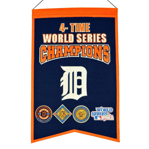 Shop Detroit Tigers MLB 4-Time World Series Champions Wool Banner (14" x 22") - Sporting Up