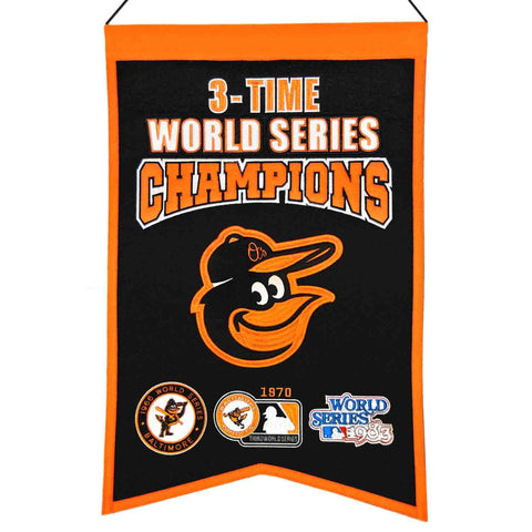 Shop Baltimore Orioles MLB 3-Time World Series Champions Wool Banner (14" x 22") - Sporting Up