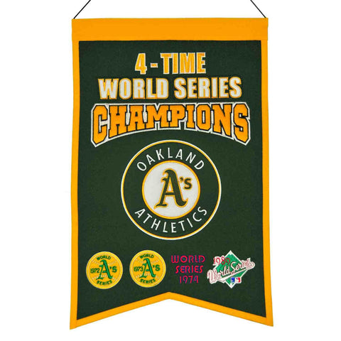 Shop Oakland Athletics MLB 4-Time World Series Champions Wool Banner (14" x 22") - Sporting Up