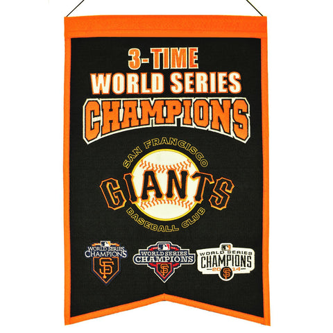 Shop San Francisco Giants MLB 3-Time World Series Champions Wool Banner (14" x 22") - Sporting Up