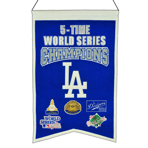 Shop Los Angeles Dodgers MLB 5-Time World Series Champions Wool Banner (14" x 22") - Sporting Up