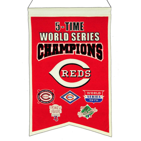 Shop Cincinnati Red MLB 5-Time World Series Champions Wool Banner (14" x 22") - Sporting Up
