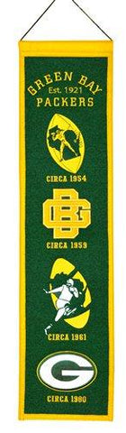Shop Green Bay Packers Winning Streak Past Mascot Green Wool Heritage Banner (8"x32") - Sporting Up