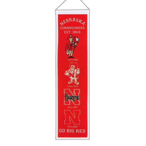 Shop Nebraska Cornhuskers Winning Streak Past Mascots Wool Heritage Banner (8"x32") - Sporting Up