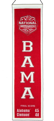 Shop Alabama Crimson Tide 2016 Football National Champions Wool Heritage Banner 8x32" - Sporting Up