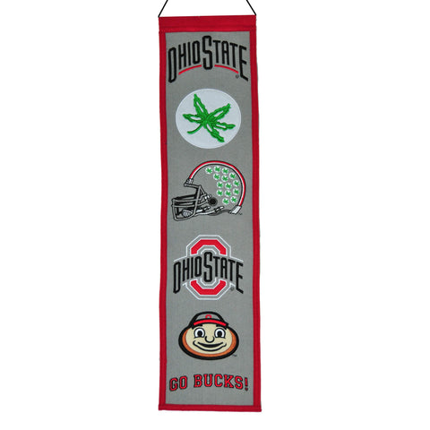 Shop Ohio State Buckeyes Winning Streak Past Mascots Wool Fan Fave Banner (8"x32") - Sporting Up
