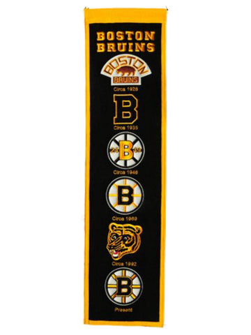 Shop Boston Bruins Winning Streak Past Mascots Black Wool Heritage Banner (8"x32") - Sporting Up