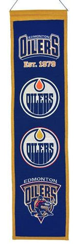 Shop Edmonton Oilers Winning Streak Past Mascots Wool Heritage Banner (8"x32") - Sporting Up