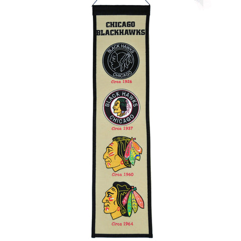 Shop Chicago Blackhawks Winning Streak Past Mascots Wool Fan Fave Banner (8"x32") - Sporting Up