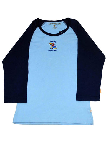 Kansas jayhawks camisa de manga larga para niñas antigua azul juvenil (l) - sporting up