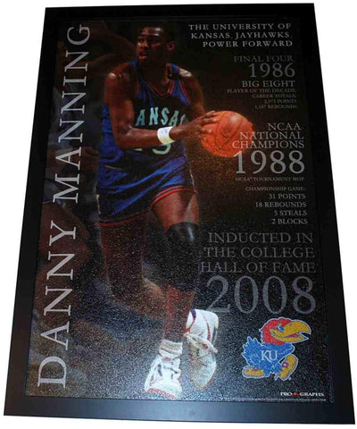 Kansas Jayhawks basket-ball Danny Manning noir photo encadrée 38,5 x 26,5 - faire du sport