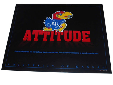 Kansas jayhawks "inspiraciones u: actitud" impresión negra 16" x 20" - haciendo deporte
