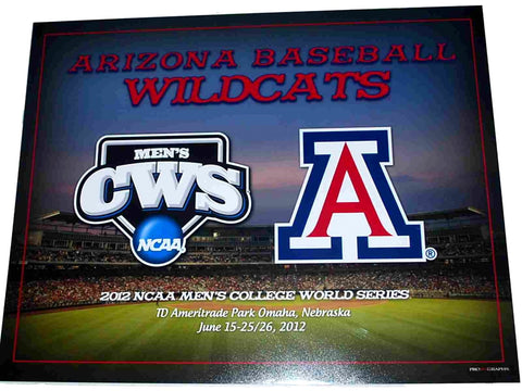 Arizona wildcats 2012 baseball college world series grått tryck 16 x 20 - sportigt