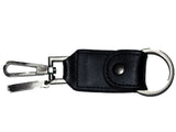 Kansas Jayhawks Leather Clad Holder Black Silver Keychain - Sporting Up