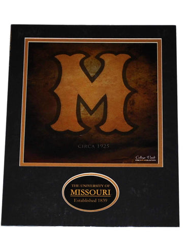 Gráficos profesionales de los tigres de Missouri con impresión de oro vintage de 1925 doble mate "11 x 14" - luciendo