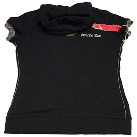 Chicago White Sox Women's Antigua MLB Hoodie Short Sleeve Shirt Black (M) - Sporting Up