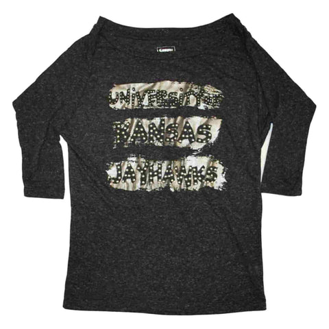 Kansas Jayhawks Damen Campus Couture 3/4-Ärmel-Schultershirt (S) – Sporting Up