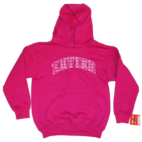 Shop Xavier Musketeers Champion YOUTH Girl's Pink Long Sleeve Hoodie Sweatshirt (M) - Sporting Up