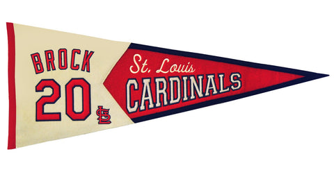 Tienda st. Racha ganadora de los Louis Cardinals Lou Brock # 20 Banderín de lana de leyendas - Sporting Up