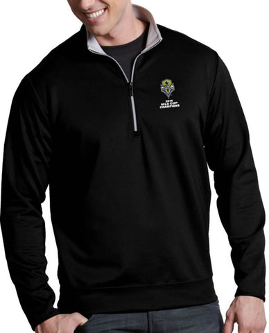 Shop Seattle Sounders Antigua 2016 MLS Cup Champions 1/4 Zip Black Pullover Jacket - Sporting Up