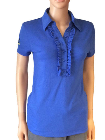 Kansas Jayhawks Meesh & Mia Damen-Poloshirt mit Rüschen, 1/2-Knopf, blau – sportlich