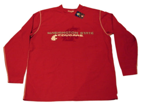 Camisa de manga larga bordada en rojo majestuoso de los pumas del estado de Washington (l) - luciendo deportivo
