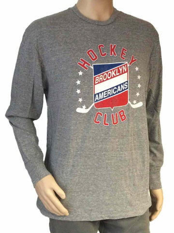 Shop Brooklyn Americans Retro Brand Gray Triblend Long Sleeve Vintage T-Shirt - Sporting Up
