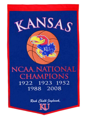 Shop Kansas Jayhawks Basketball National Championships Winning Streak Dynasty Banner - Sporting Up