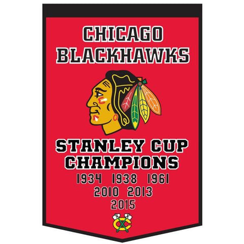 Shop Chicago Blackhawks Winning Streak Genuine Wool Dynasty Banner (24"x36") - Sporting Up
