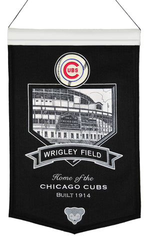Shop Chicago Cubs Winning Streak Black Wrigley Field Baseball Wool Banner (15"x20") - Sporting Up