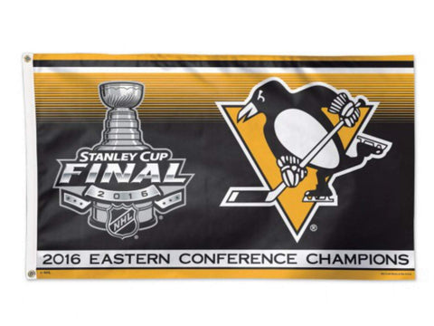 Drapeau extérieur intérieur des champions de la Conférence de l'Est 2016 des Penguins de Pittsburgh 3' x 5' - Sporting Up