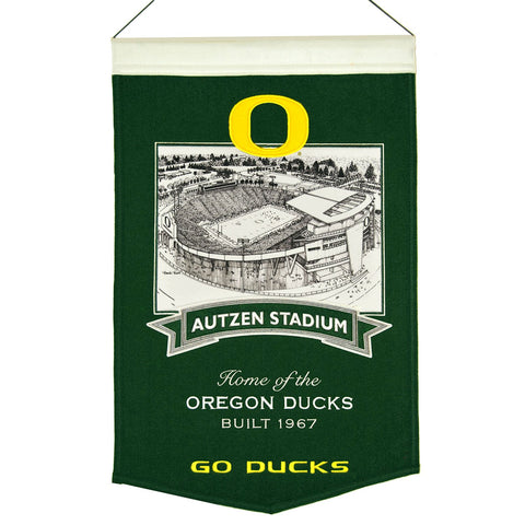 Shop Oregon Ducks Winning Streak Autzen Stadium Football Wool Banner (15"x20") - Sporting Up