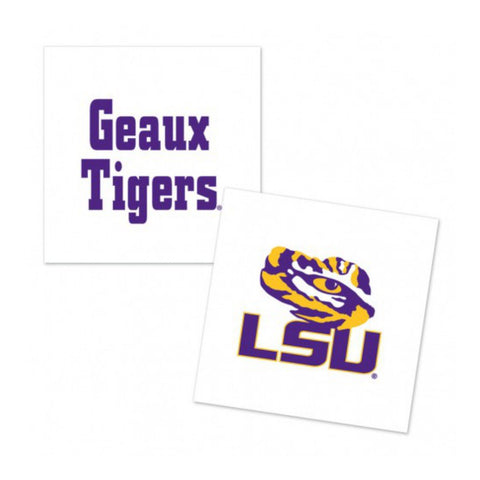 El equipo de Lsu Tigers Wincraft colorea los tatuajes temporales "Geaux Tigers" (paquete de 4) - Sporting Up