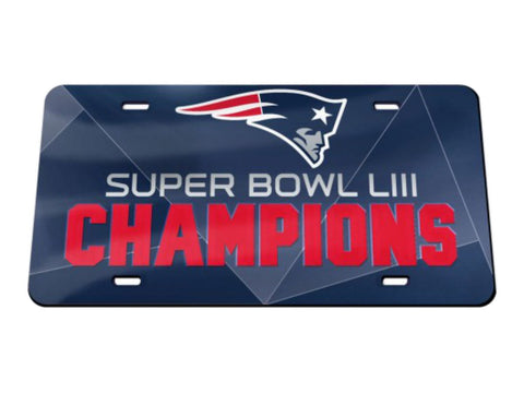 Couverture de plaque d'immatriculation miroir des Patriots de la Nouvelle-Angleterre 2018-2019 Super Bowl LIII Champs - Sporting Up