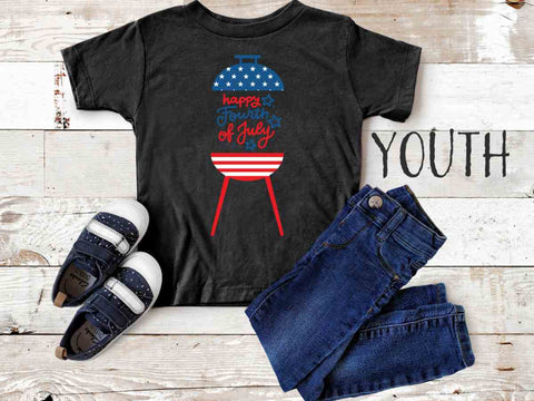 Happy Fourth of July YOUTH T-Shirt - Dark Grey Heather - Sporting Up