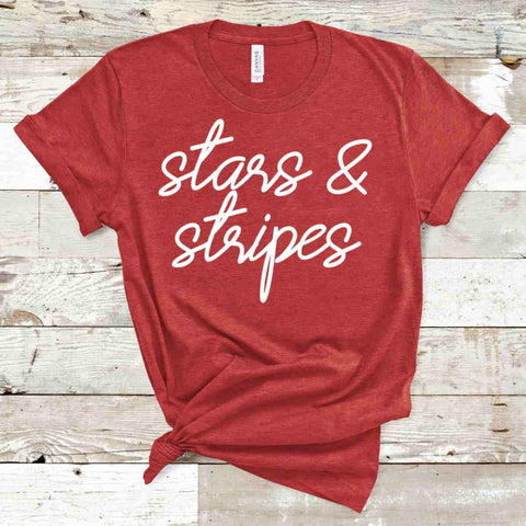 Stars & Stripes 4th of July T-Shirt - Heather Red - Sporting Up