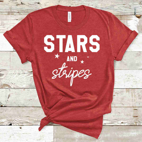 Stars and Stripes 4th of July T-Shirt - Heather Red - Sporting Up