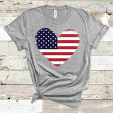 American Flag Heart T-Shirt - Athletic Heather - Sporting Up